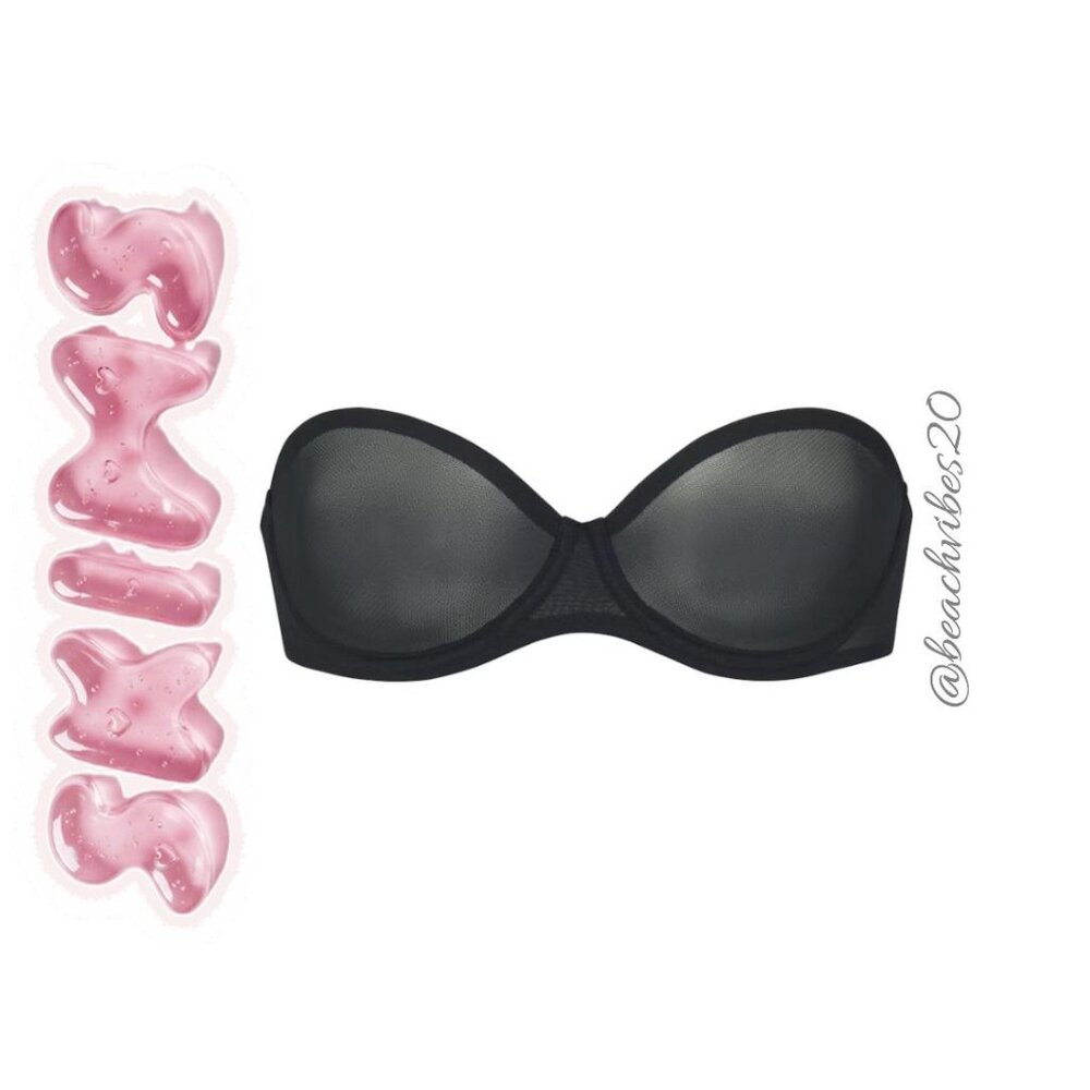SKIMS Ultra Fine Mesh Strapless Bra Onyx 34F(DDD) NWT - Picture 5 of 10